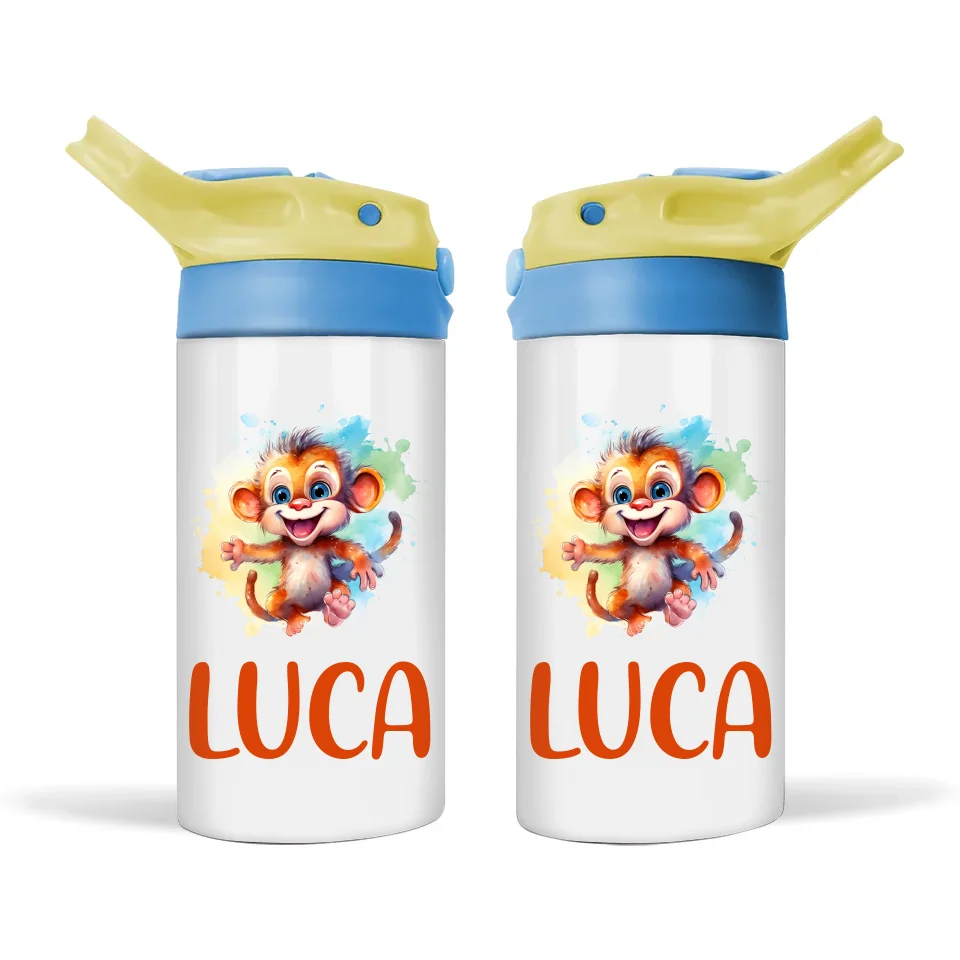 Cheeky Safari Monkey - Personalised Sippy Bottle