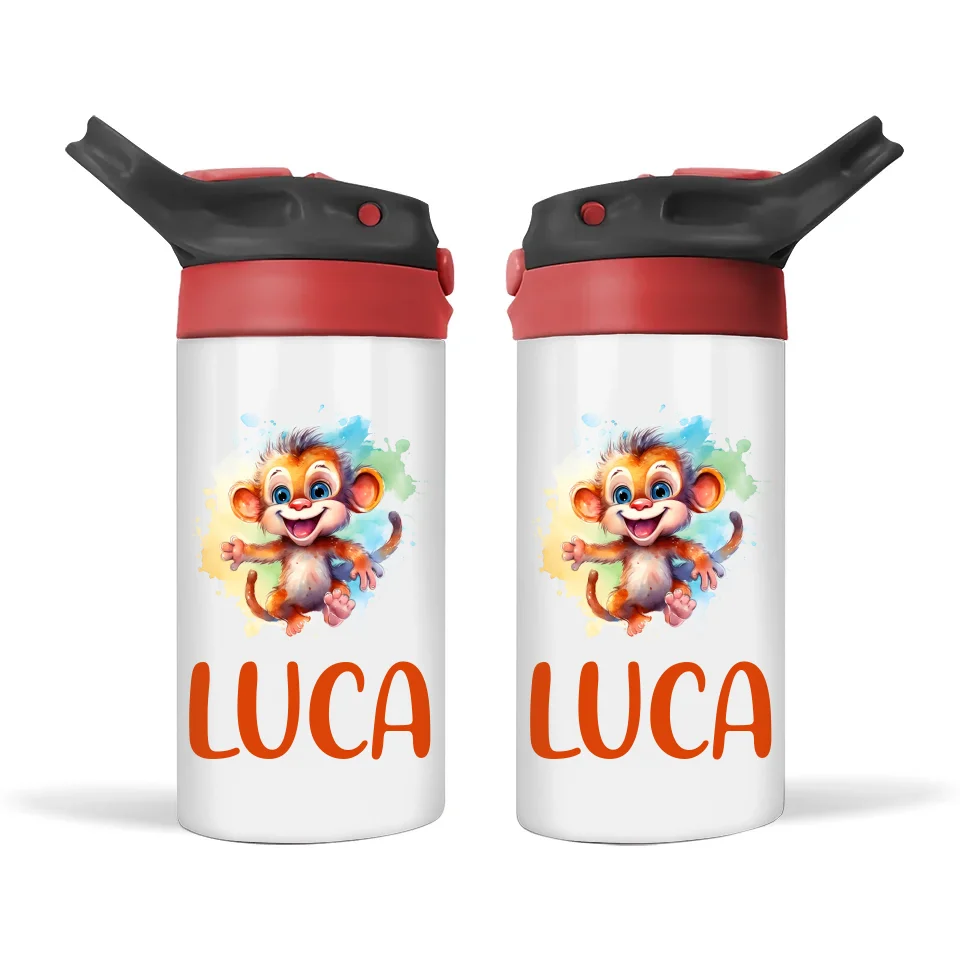 Cheeky Safari Monkey - Personalised Sippy Bottle