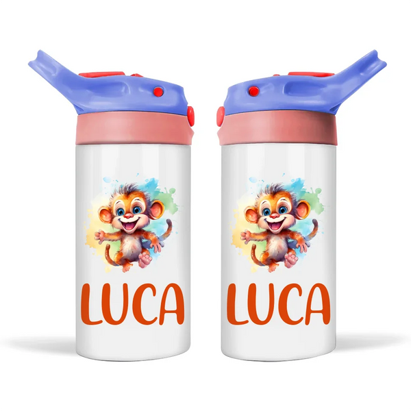 Cheeky Safari Monkey - Personalised Sippy Bottle