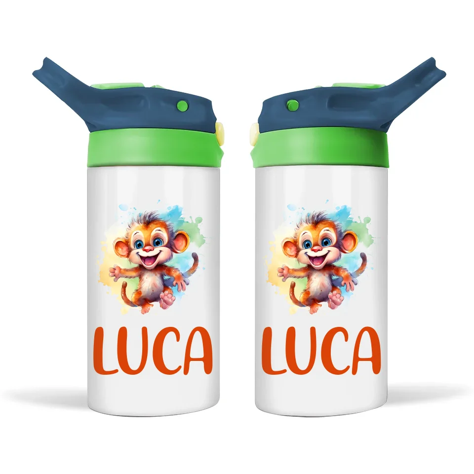 Cheeky Safari Monkey - Personalised Sippy Bottle