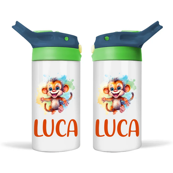 Cheeky Safari Monkey - Personalised Sippy Bottle