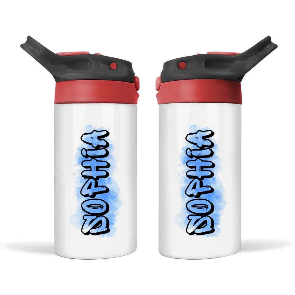 Personalised 12oz Kids Bottle – Graffiti Style Name & Colourful Background