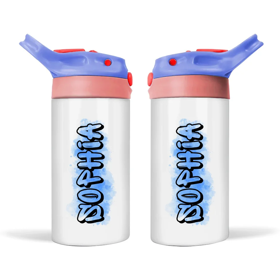 Personalised 12oz Kids Bottle – Graffiti Style Name & Colourful Background