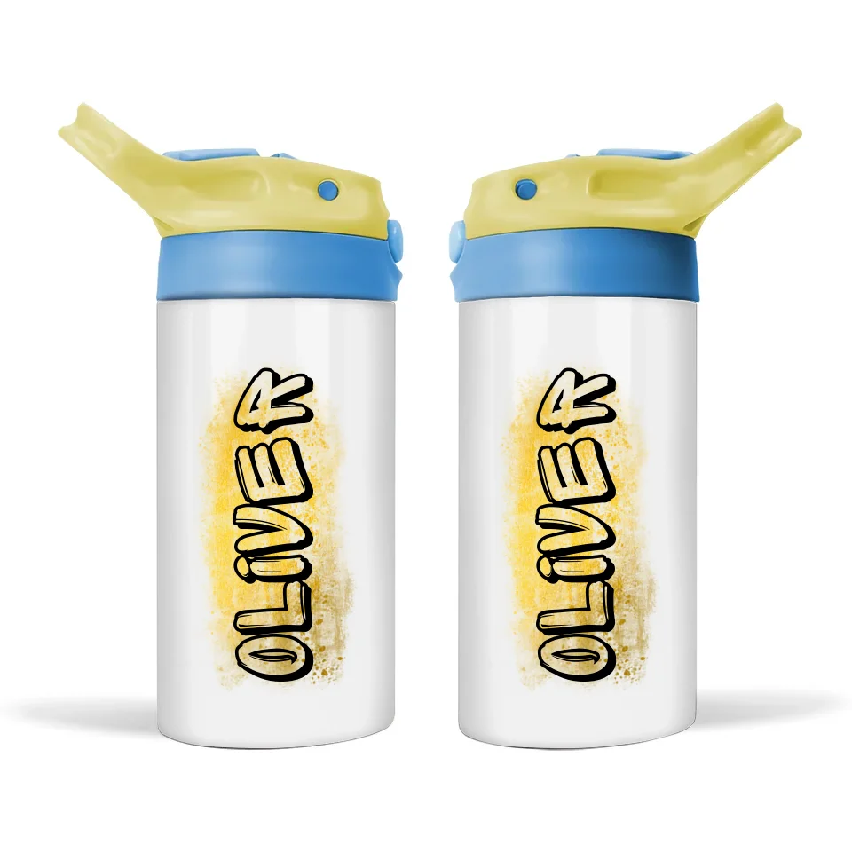 Personalised 12oz Kids Bottle – Graffiti Style Name & Colourful Background