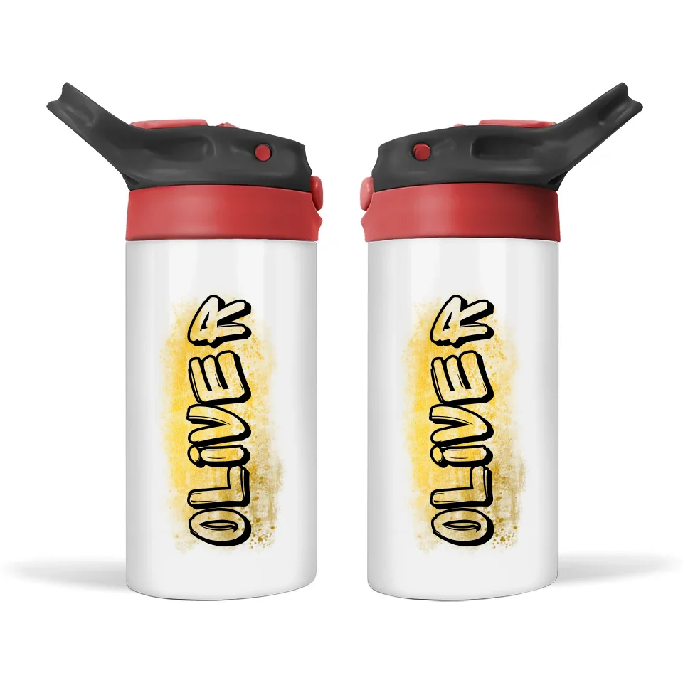 Personalised 12oz Kids Bottle – Graffiti Style Name & Colourful Background