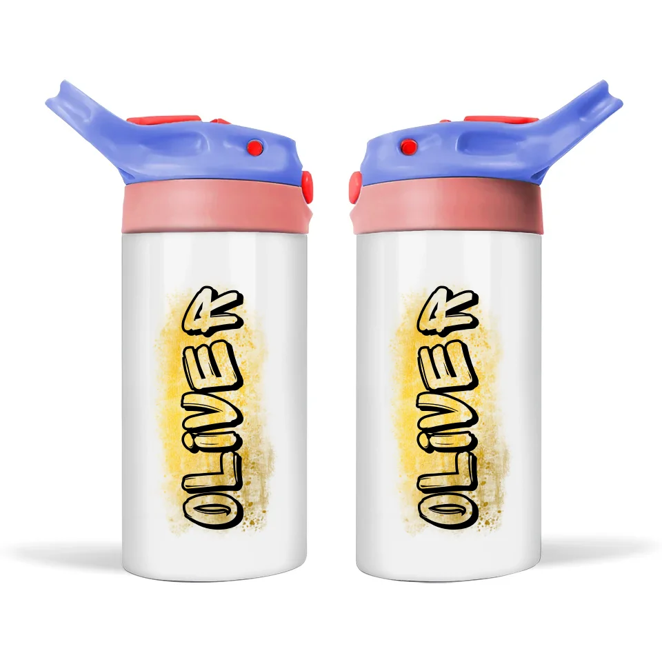 Personalised 12oz Kids Bottle – Graffiti Style Name & Colourful Background