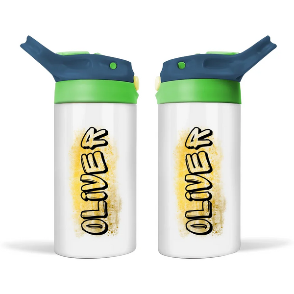 Personalised 12oz Kids Bottle – Graffiti Style Name & Colourful Background