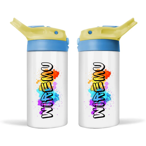 Custom Graffiti Name Sippy Bottle – 12oz Stainless Steel for Kids