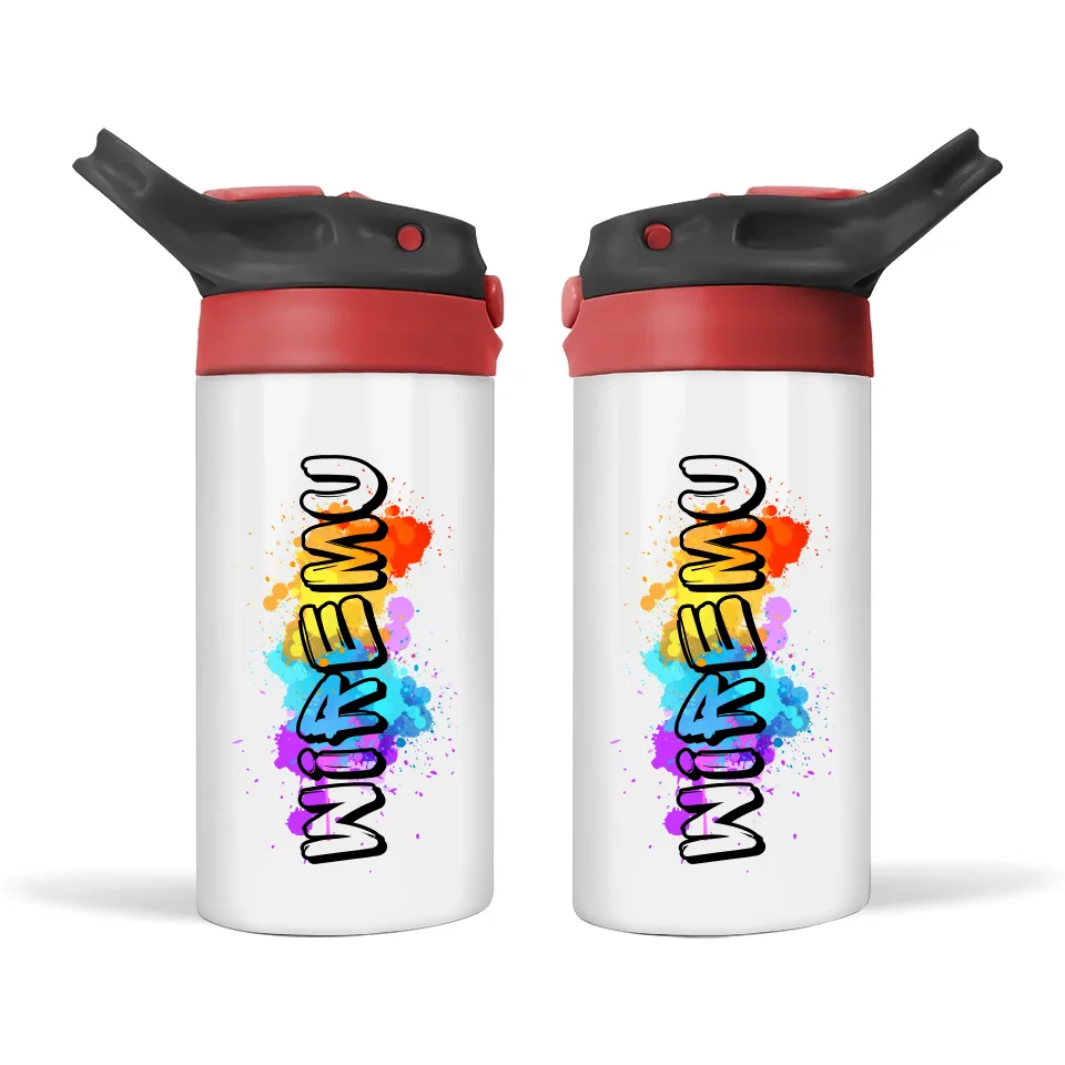 Custom Graffiti Name Sippy Bottle – 12oz Stainless Steel for Kids