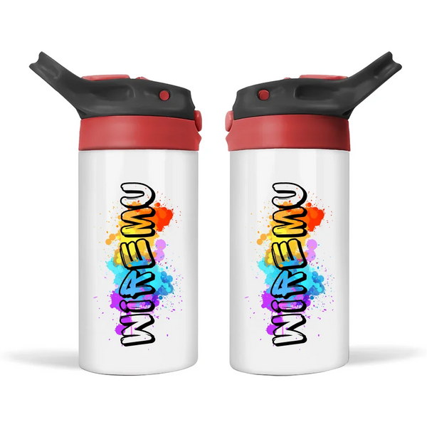 Custom Graffiti Name Sippy Bottle – 12oz Stainless Steel for Kids