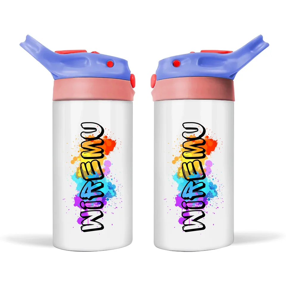 Custom Graffiti Name Sippy Bottle – 12oz Stainless Steel for Kids