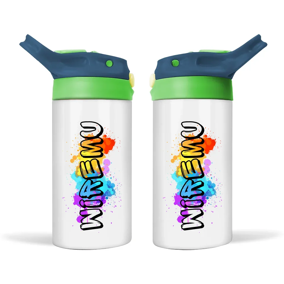 Custom Graffiti Name Sippy Bottle – 12oz Stainless Steel for Kids