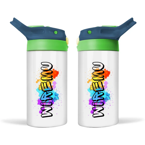 Custom Graffiti Name Sippy Bottle – 12oz Stainless Steel for Kids