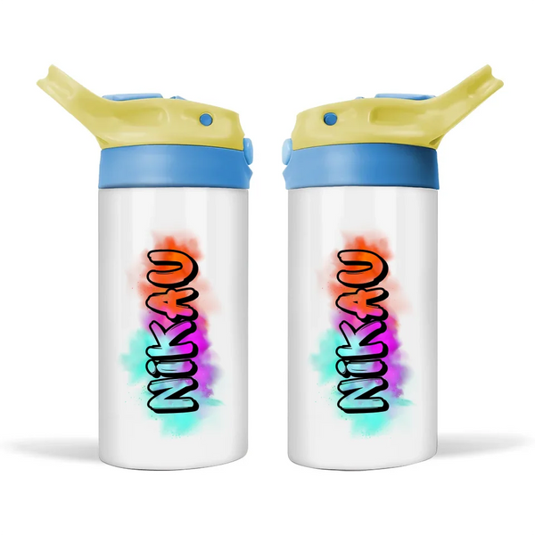 Custom Name Kids Bottle – 12oz Insulated Sippy with Funky Graffiti Font