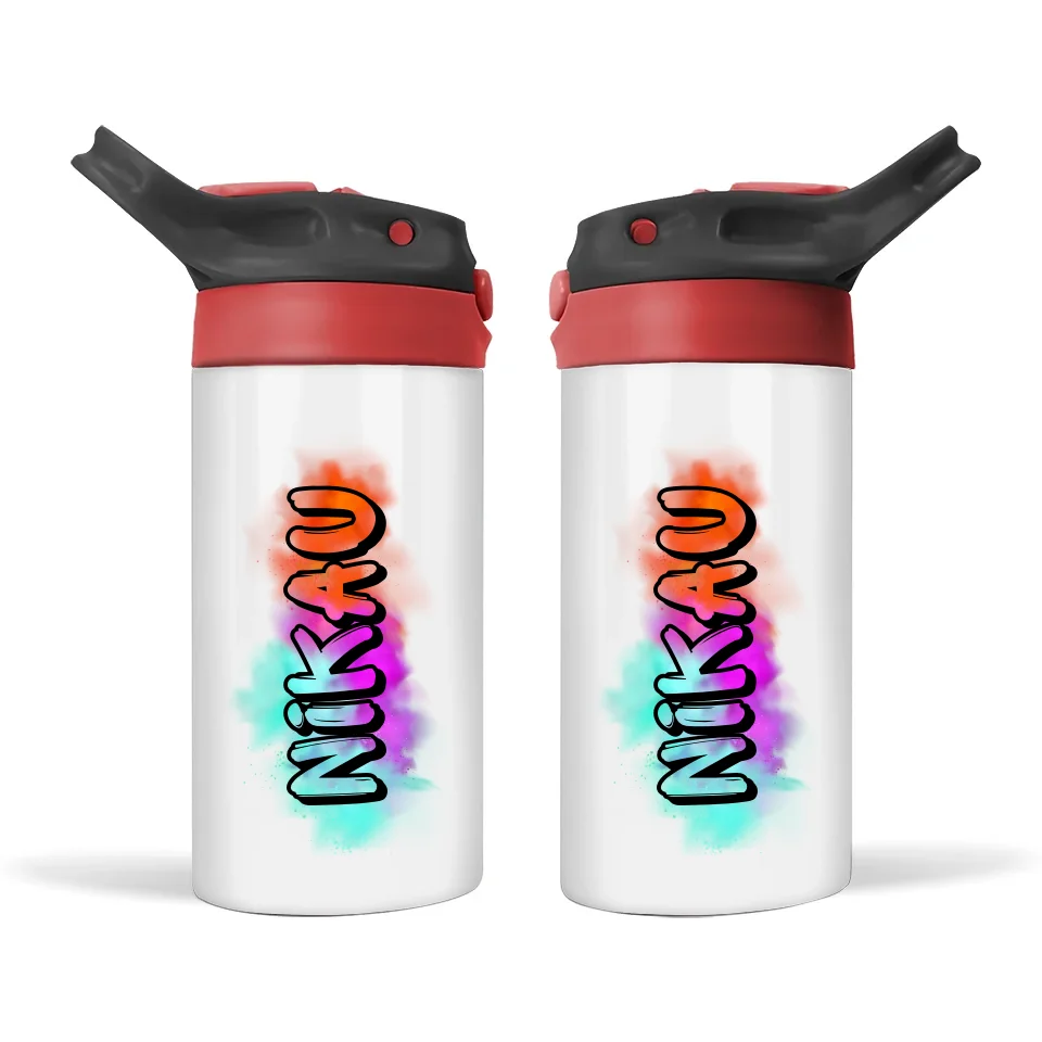 Custom Name Kids Bottle – 12oz Insulated Sippy with Funky Graffiti Font