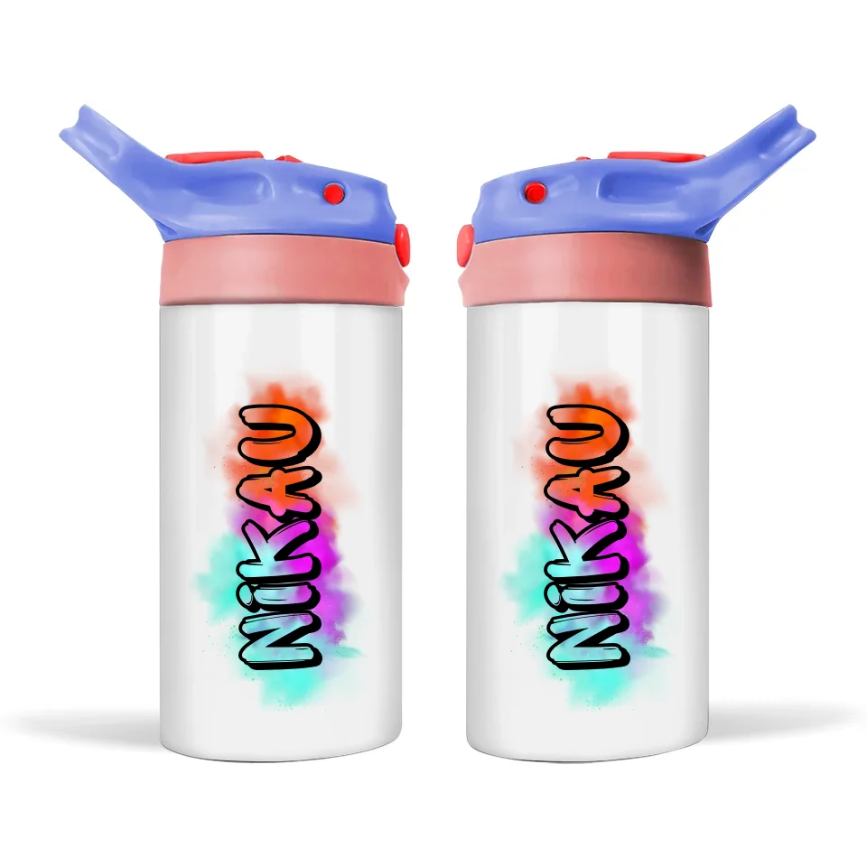 Custom Name Kids Bottle – 12oz Insulated Sippy with Funky Graffiti Font