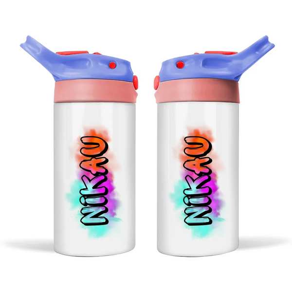 Custom Name Kids Bottle – 12oz Insulated Sippy with Funky Graffiti Font