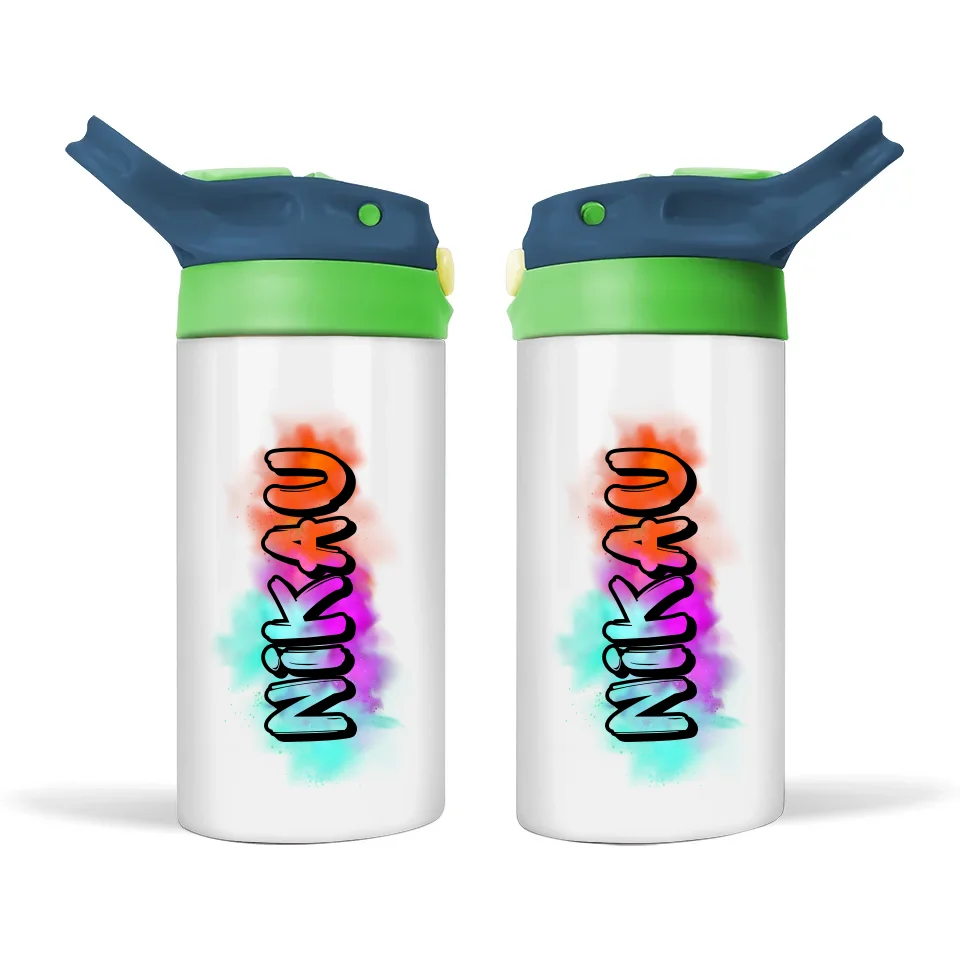 Custom Name Kids Bottle – 12oz Insulated Sippy with Funky Graffiti Font