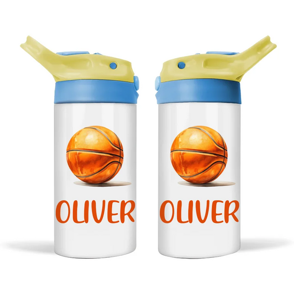 Personalised Kids Basketball Sippy Bottle – 12oz Stainless Steel Insulated Bottle