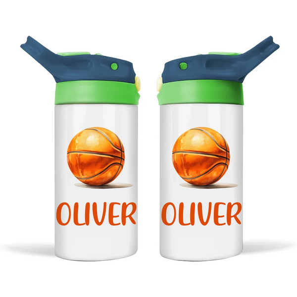 Personalised Kids Basketball Sippy Bottle – 12oz Stainless Steel Insulated Bottle