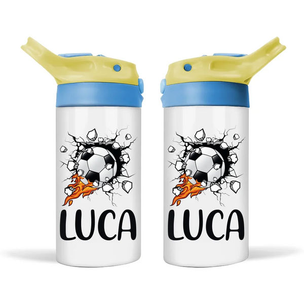 Custom Name Kids Soccer Bottle – Stainless Steel Insulated Sippy Bottle