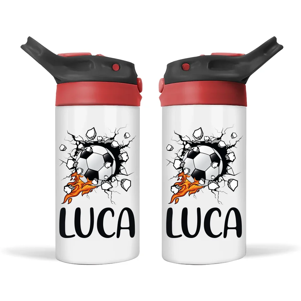 Custom Name Kids Soccer Bottle – Stainless Steel Insulated Sippy Bottle