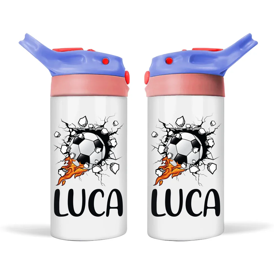 Custom Name Kids Soccer Bottle – Stainless Steel Insulated Sippy Bottle