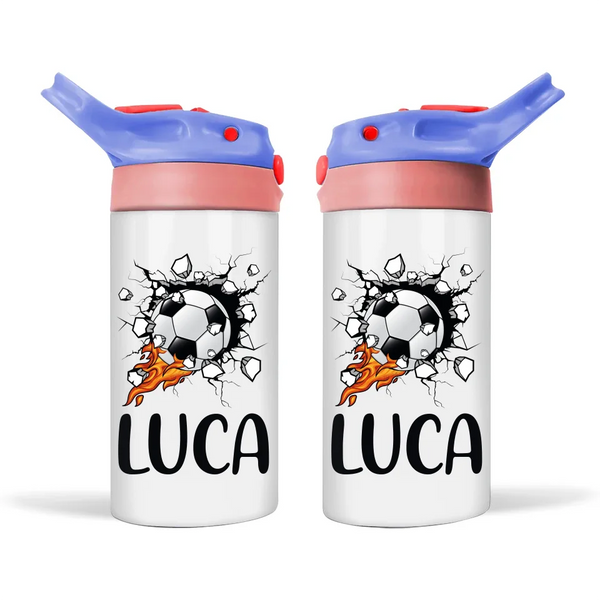 Custom Name Kids Soccer Bottle – Stainless Steel Insulated Sippy Bottle