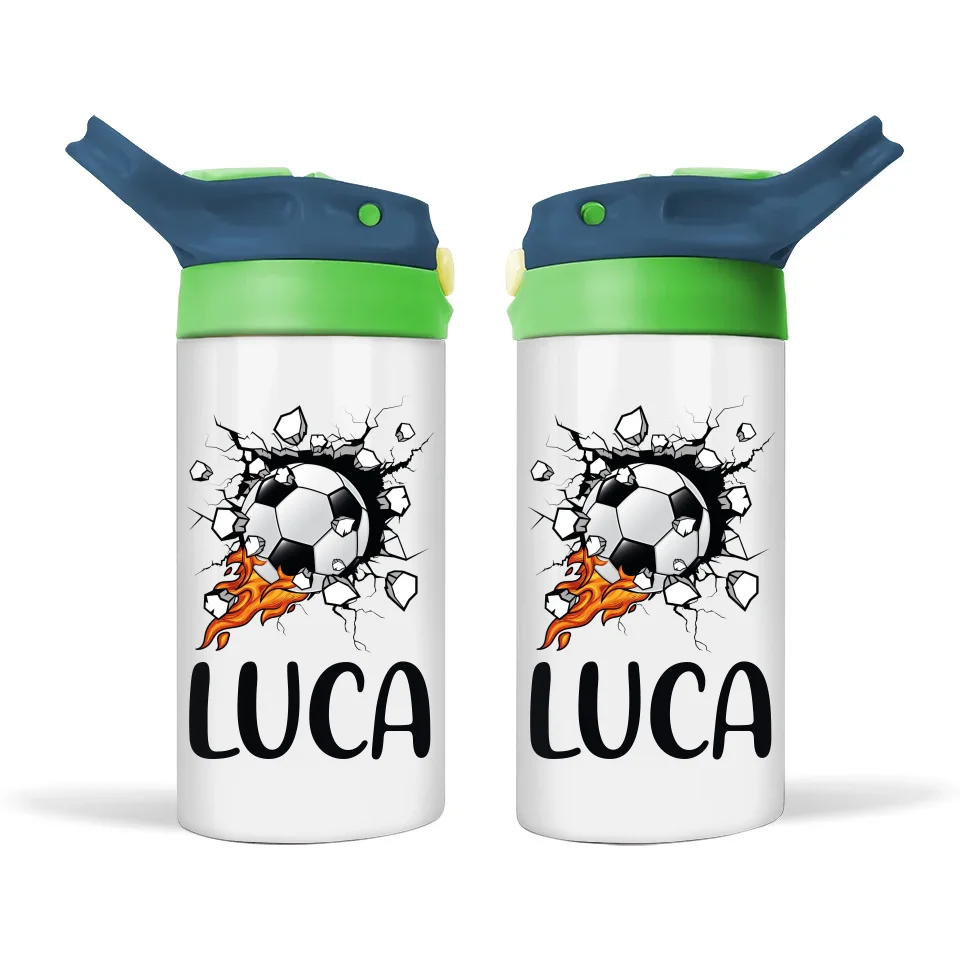 Custom Name Kids Soccer Bottle – Stainless Steel Insulated Sippy Bottle