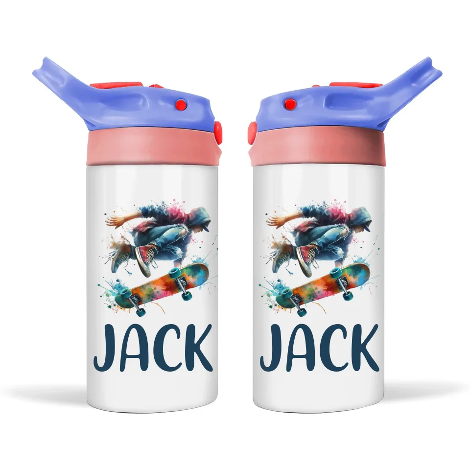 Kickflip King-Personalised Sippy Bottle