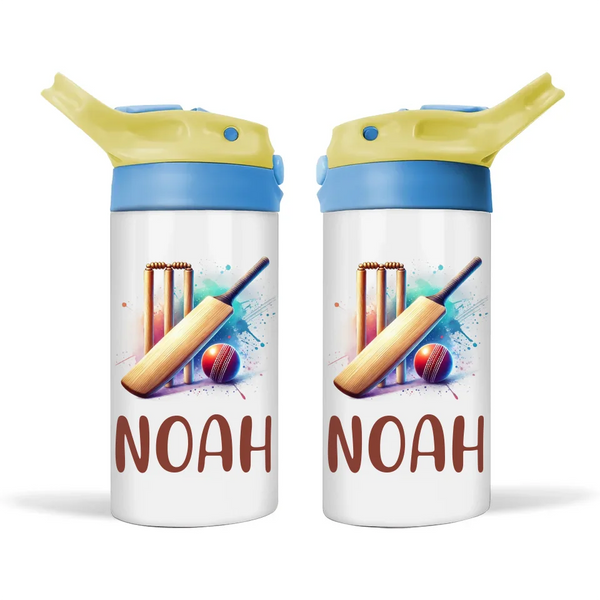 Personalised 12oz Cricket Bottle for Kids – Leakproof & Insulated