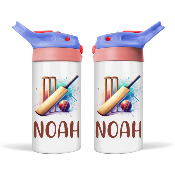 Personalised 12oz Cricket Bottle for Kids – Leakproof & Insulated