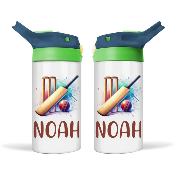 Personalised 12oz Cricket Bottle for Kids – Leakproof & Insulated