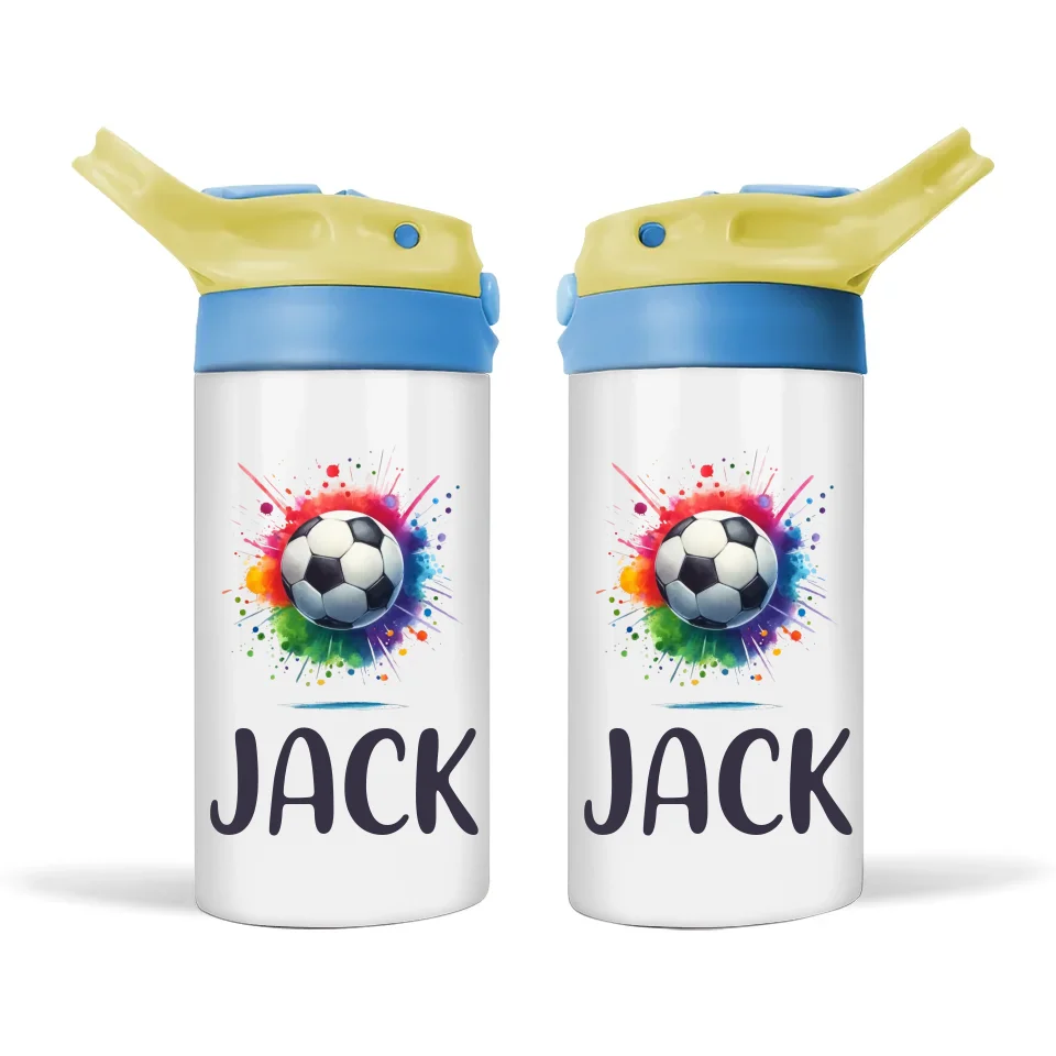 Custom Name Kids Soccer Bottle – Stainless Steel Insulated Sippy Bottle