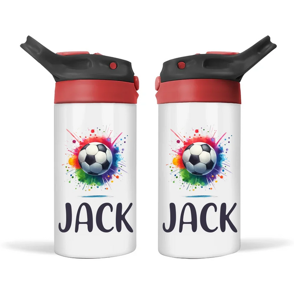 Custom Name Kids Soccer Bottle – Stainless Steel Insulated Sippy Bottle