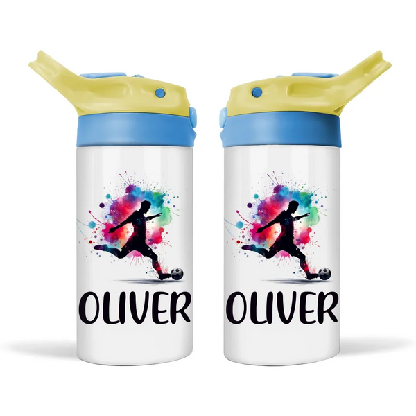 Personalised Kids Soccer Sippy Bottle – 12oz Stainless Steel Insulated Bottle