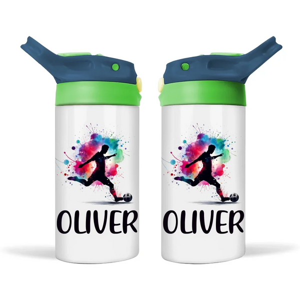 Personalised Kids Soccer Sippy Bottle – 12oz Stainless Steel Insulated Bottle