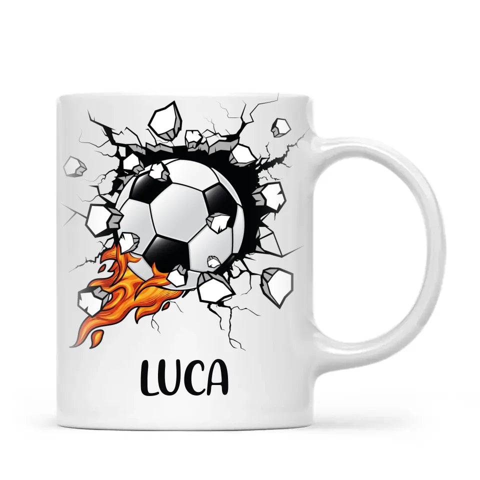 Custom Kids Soccer Mug – Personalised Name Football Gift for Young Players