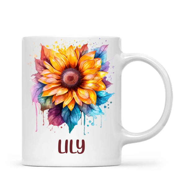 Personalised Kids Sunflower Mug – Custom Name Gift for Little Nature Lovers