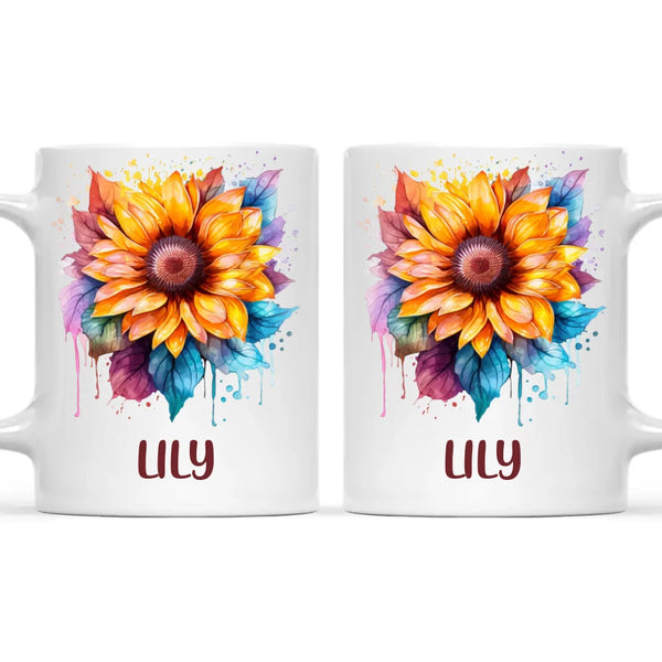 Personalised Kids Sunflower Mug – Custom Name Gift for Little Nature Lovers