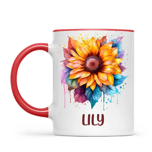 Personalised Kids Sunflower Mug – Custom Name Gift for Little Nature Lovers