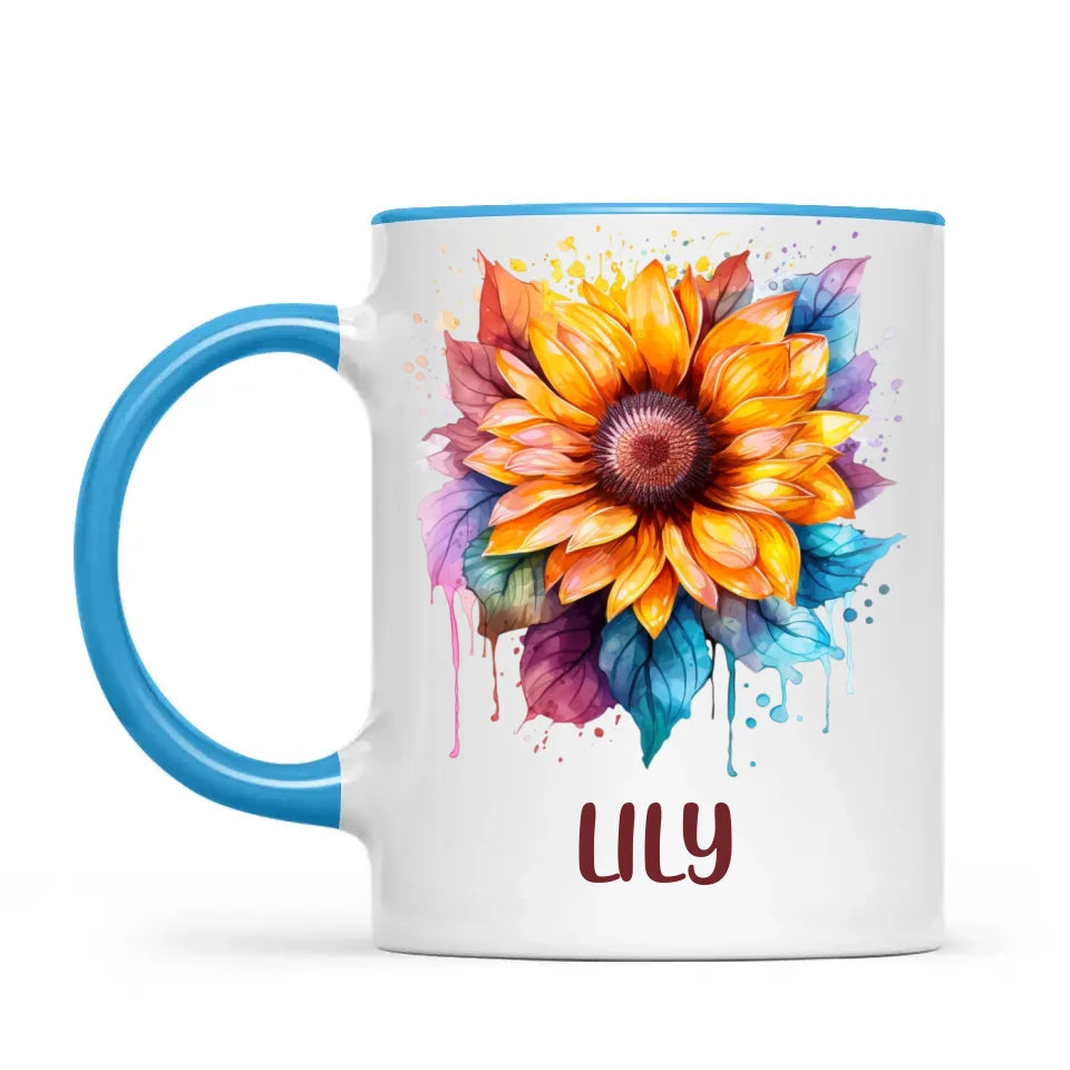 Personalised Kids Sunflower Mug – Custom Name Gift for Little Nature Lovers