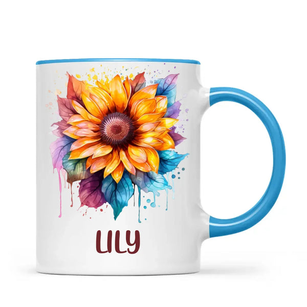 Personalised Kids Sunflower Mug – Custom Name Gift for Little Nature Lovers