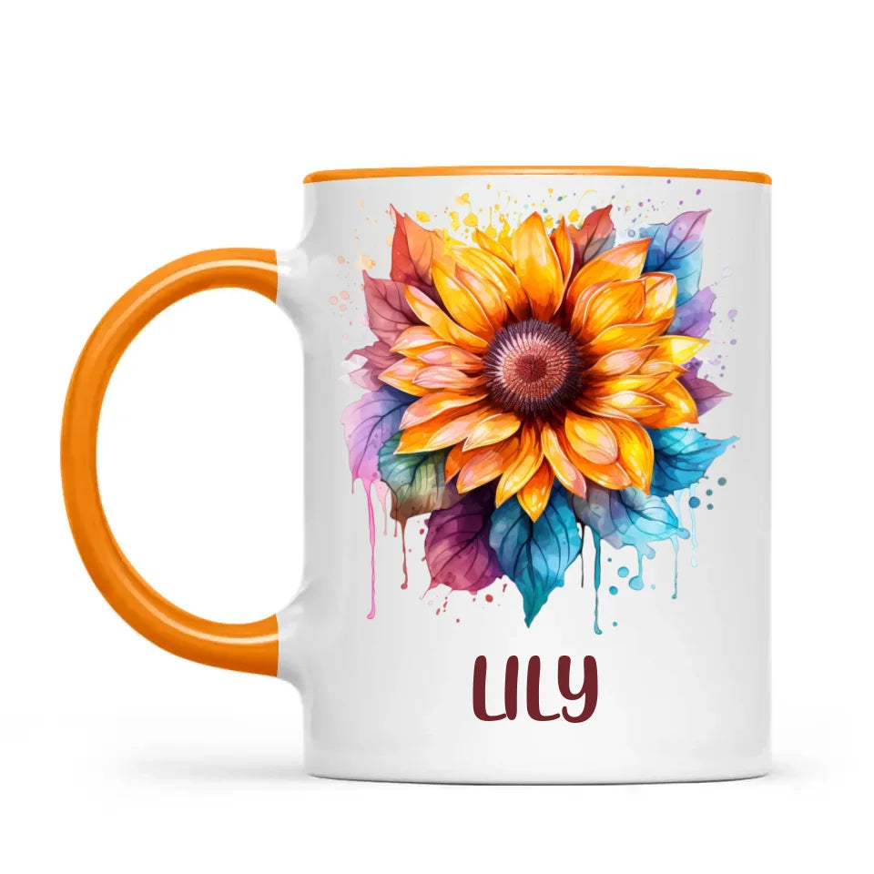 Personalised Kids Sunflower Mug – Custom Name Gift for Little Nature Lovers