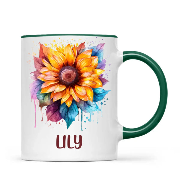 Personalised Kids Sunflower Mug – Custom Name Gift for Little Nature Lovers