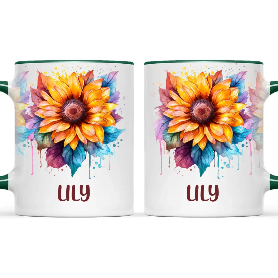 Personalised Kids Sunflower Mug – Custom Name Gift for Little Nature Lovers