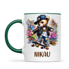 Personalised Kids Skateboarding Mug – Custom Urban Teddy Bear Design