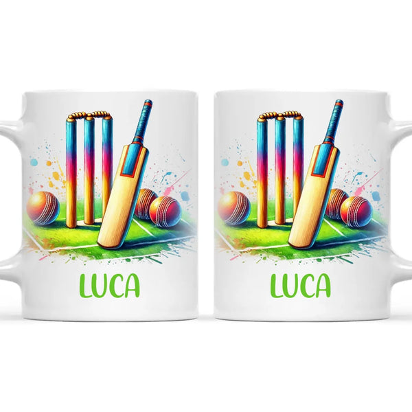 Personalised Kids Cricket Mug with Name – Custom Cricket Gift for Young Players