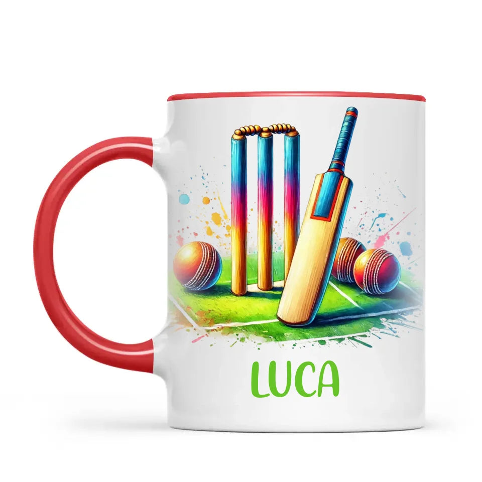 Personalised Kids Cricket Mug with Name – Custom Cricket Gift for Young Players