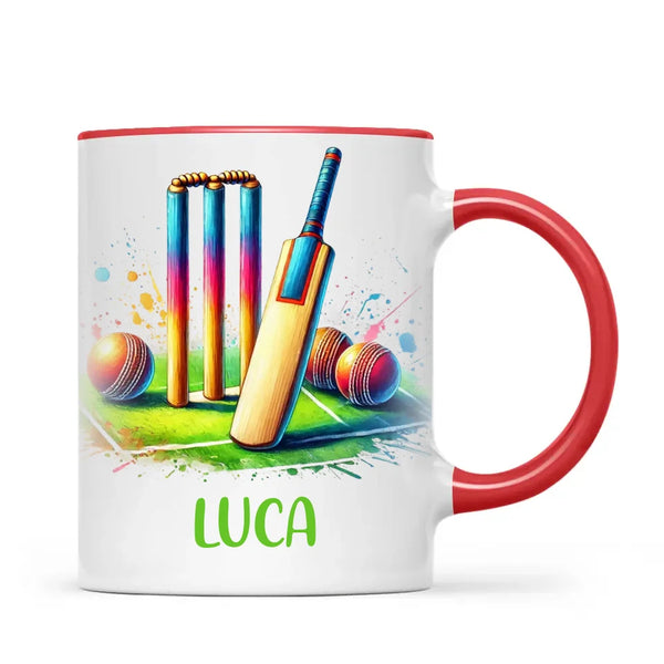 Personalised Kids Cricket Mug with Name – Custom Cricket Gift for Young Players